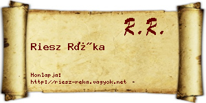 Riesz Réka névjegykártya